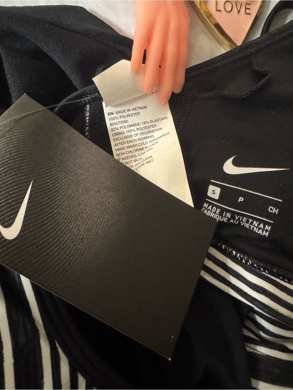 Nike Black Strappy Tank with Striped built-in bralette w/removable pads. - NWT - Picture 6 of 9